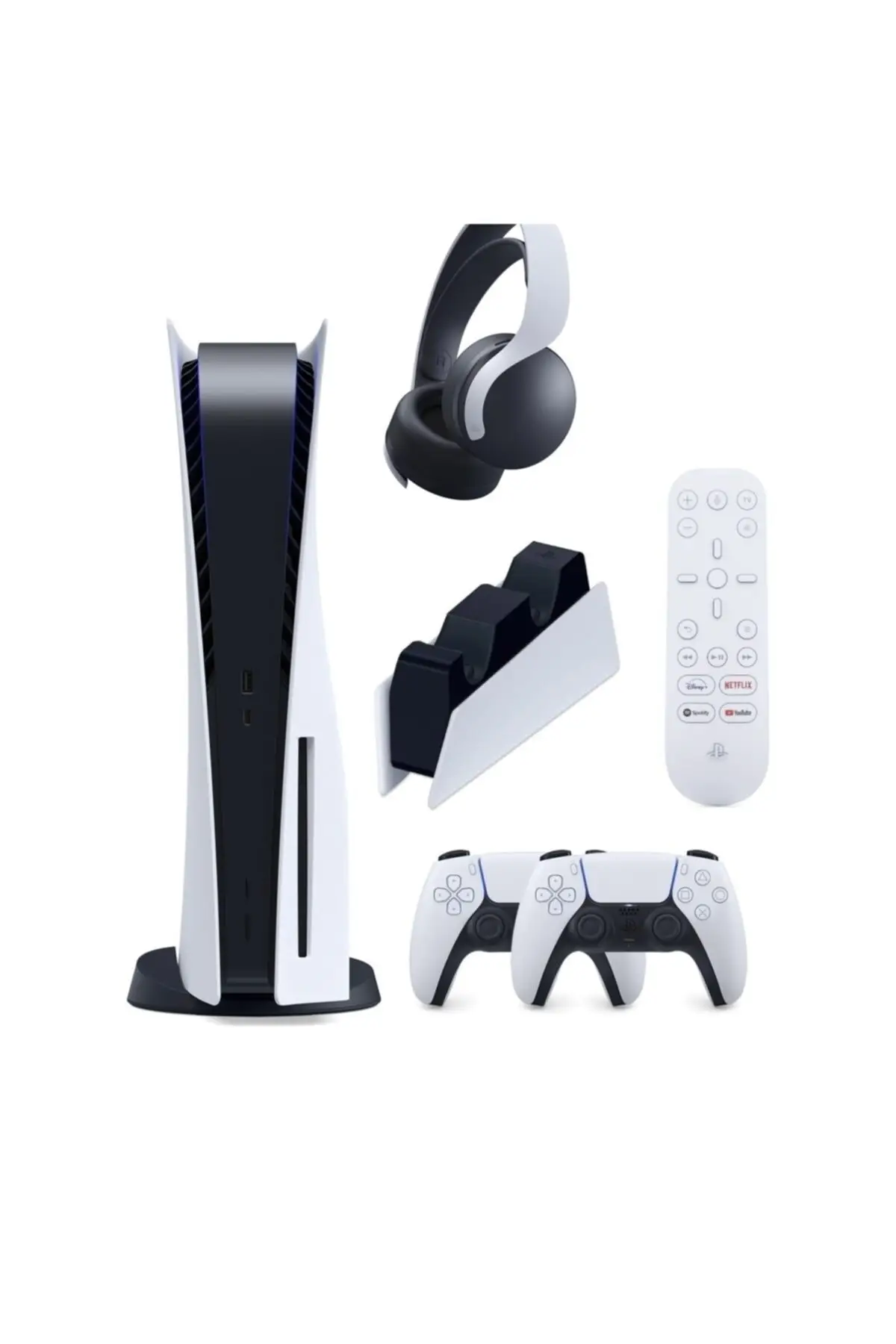 Playstation 5 (ithalatçı Garantili)+2.dualsense+kulaklık Pulse 3d + Şarj Istasyonu + Medya Kumandası Playstation 5 (ithalatçı Garantili)+2.dualsense+kulaklık Pulse 3d + Şarj Istasyonu + Medya Kumandası