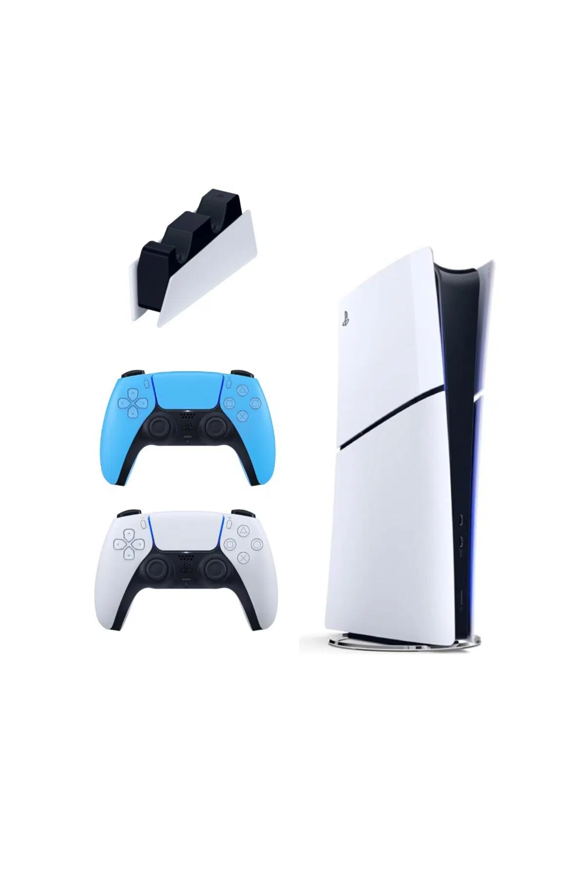 Playstation 5 Slim Digital 825 GB + Şarj İstasyonu + 2. Mavi Dualsense İthalatçı Garantili