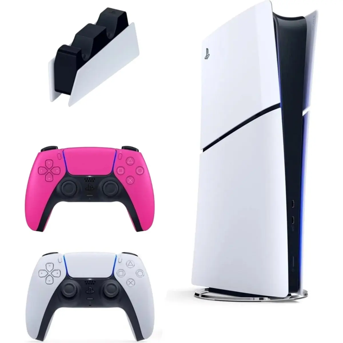 Playstation 5 Slim Digital Ithalatçı Garantili + 2. Pembe Dualsense + Şarj Istasyonu Playstation 5 Slim Digital Ithalatçı Garantili + 2. Pembe Dualsense + Şarj Istasyonu